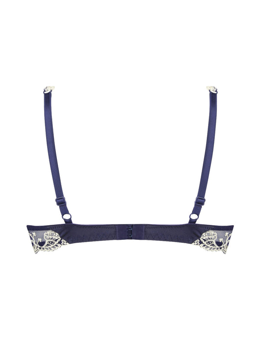 The Splendeur Soie line by Lise Charmel presents a luxurious triangle bra crafted with a satin-silk fabric and intricate Italian-made embroidery.