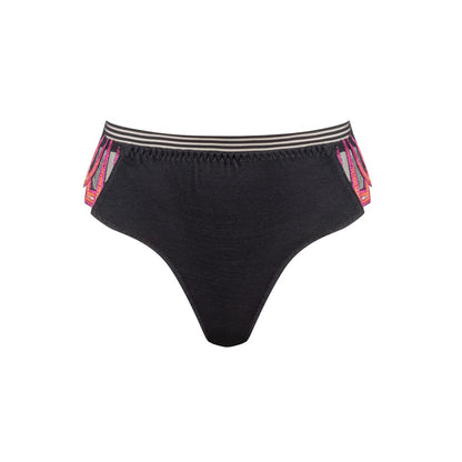Front of the Virtual Sunset Embordered Tanga by Louisa Bracq.