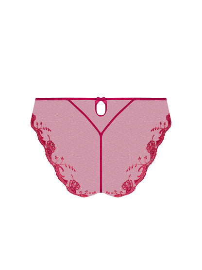 Pink lace lingerie on a white background
