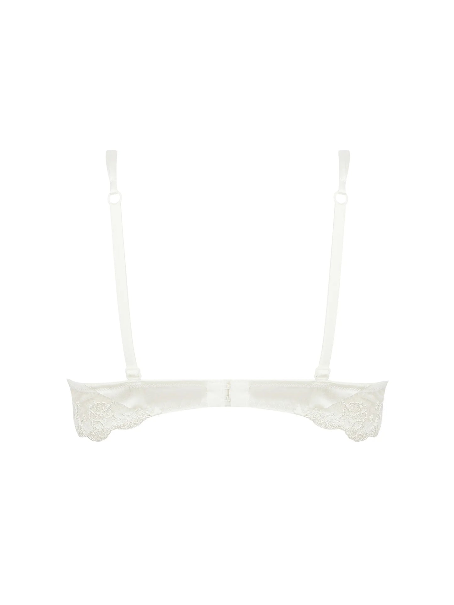 White bikini top with thin straps on a white background