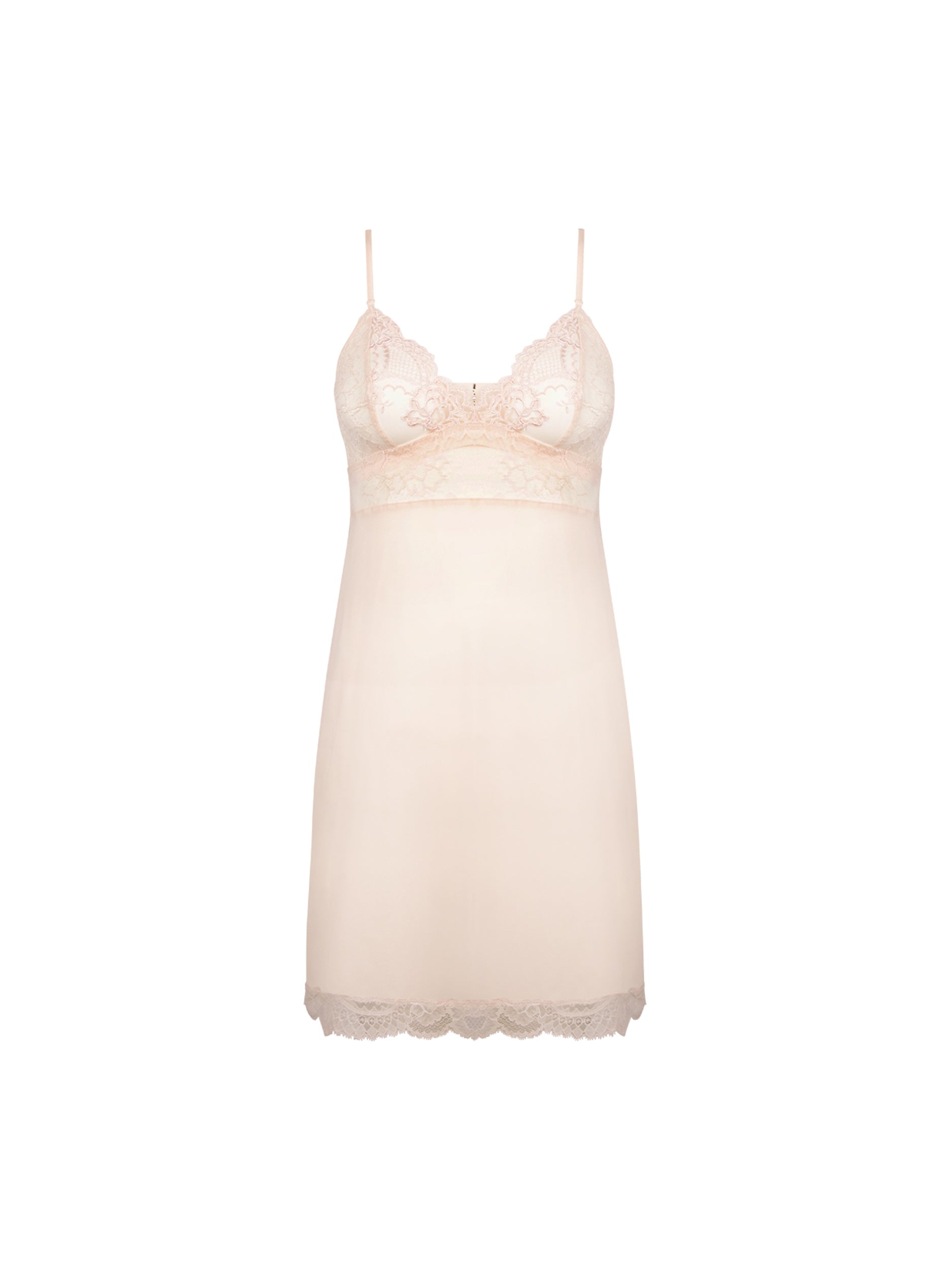 Front of the Sublime En Dentelle Silk Negligee 