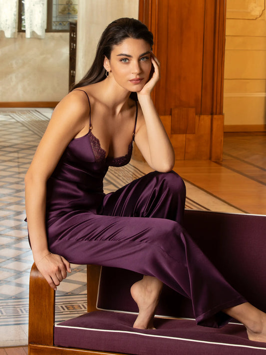 ÉLÉGANCE ARTIST Embroidery‑Cup Silk Camisole