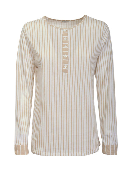 Long Sleeve Cotton Striped Pajamas Set