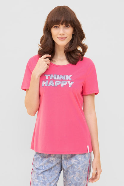 Front of the Be Happy Jersey Cotton Comfortable T-Shirt