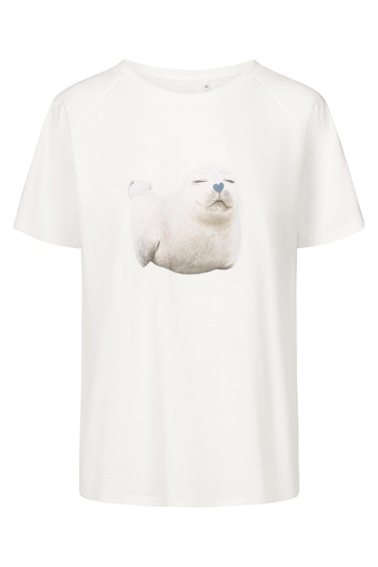 Be Happy Jersey Cotton Classic T-Shirt with seal print front picture 