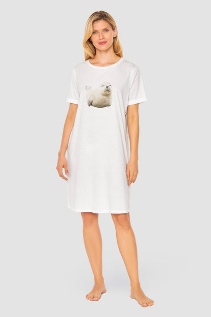 Model is wearing Be Happy Jersey Cotton Night Dress front picture full