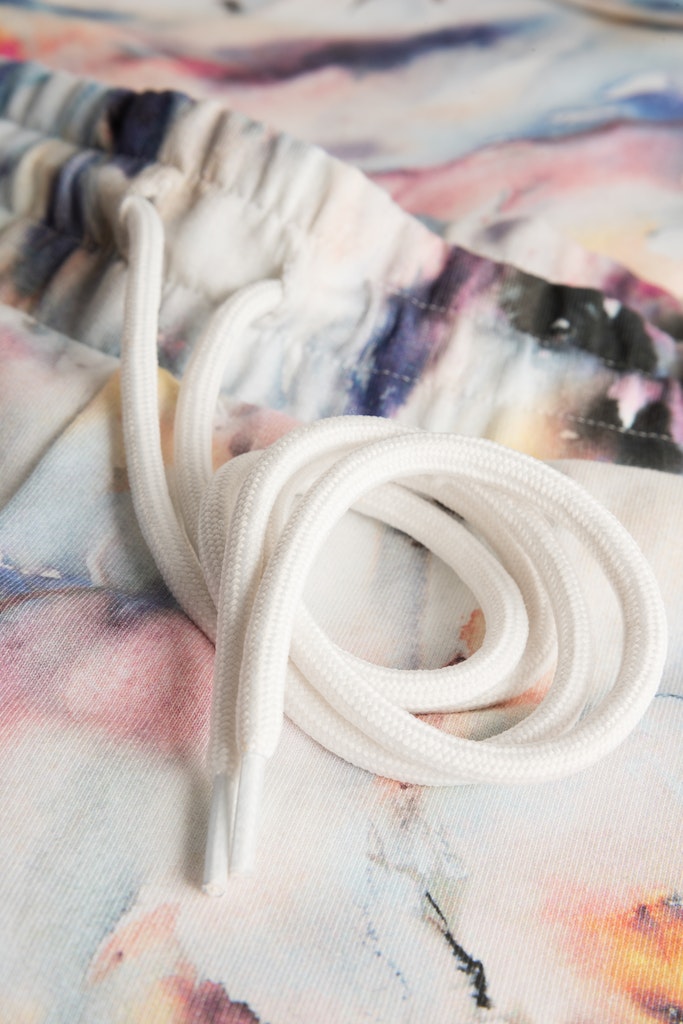 Thx Pastel Watercolour Print Sweatpants front picture detail on the waistband