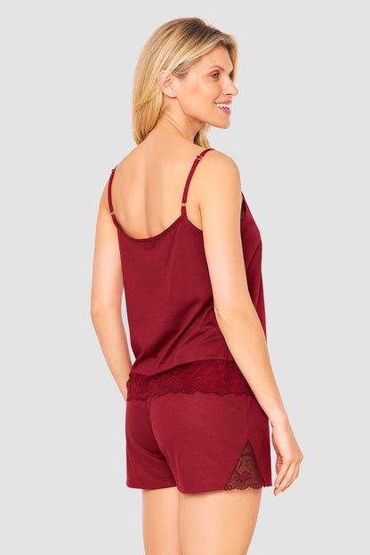 Woman wearing New Romance Cami & Shorts Set by Roch showing the back