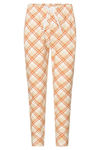 Full front of the  Be Happy Cotton Check Capri Pants