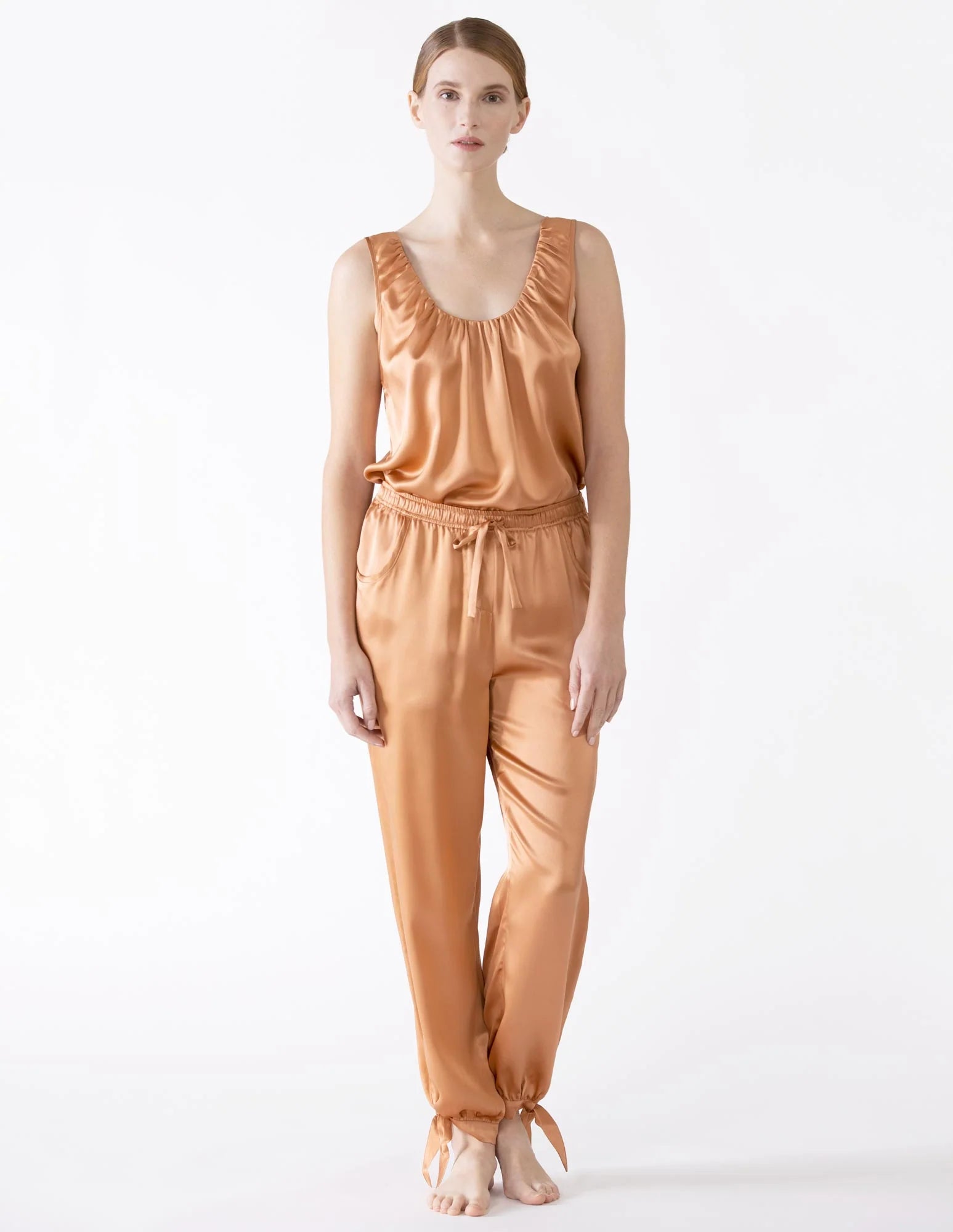 NK IMODE Sierra Ruched Neckline Silk Tank