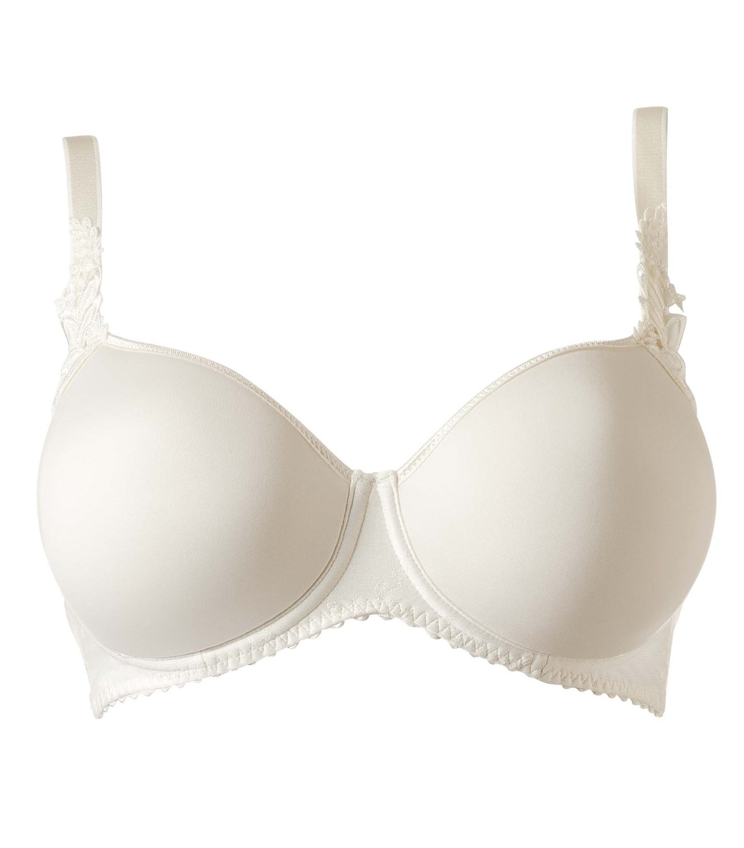 The Louisa Bracq spacer bra from the Lys Royal line offers luxurious floral embroidery and contains cups with no embroidery, enhancing its invisibility under clothing.