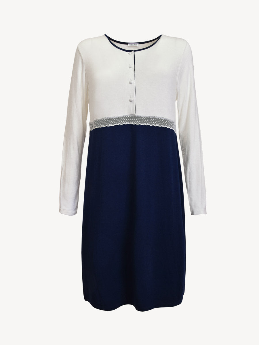Long Sleeve Two-Colour Nightgown by SIeLEI from Italy